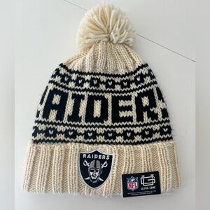 Las Vegas Raiders Football Ultra Game NFL Knit Beanie With Removable Pom Pom NWT